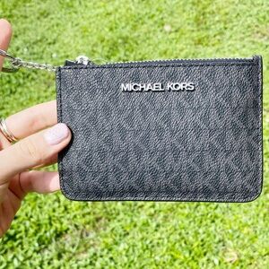 Michael Kors Jet Set Key Ring Top Zip Small Coin Pouch ID Card Holder Wallet